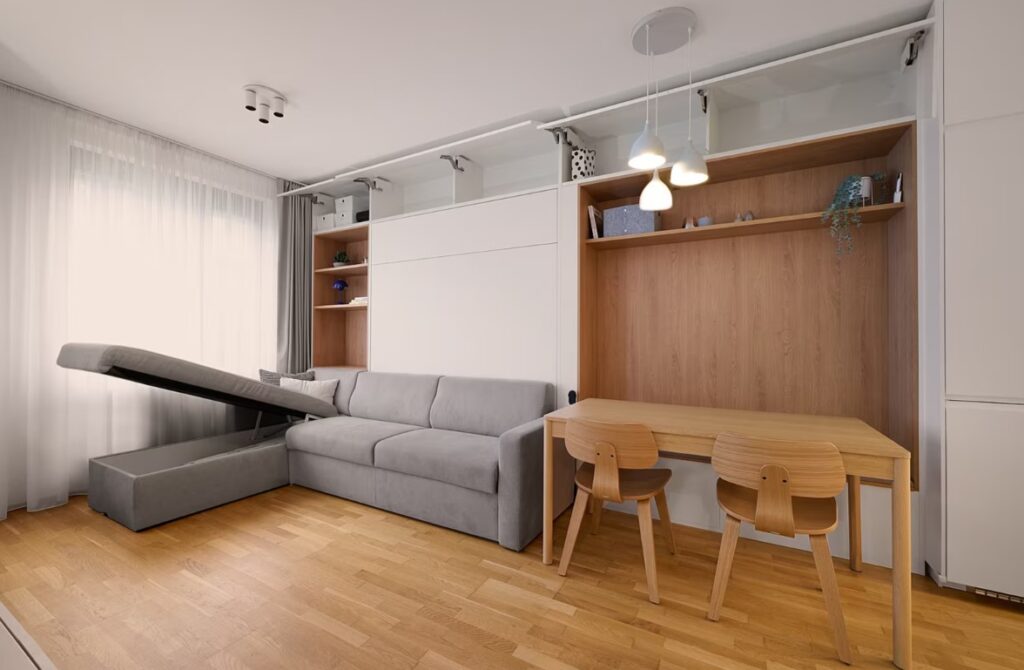 Úložné prostory v obývací části kam se podíváš…